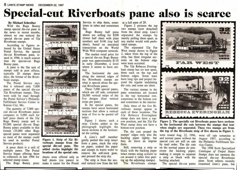 1996 Riverboats Sc 3095b SPECIAL DIE CUT UL plate number
