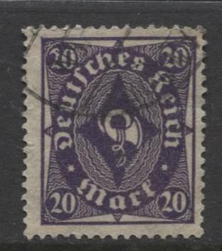 GERMANY. -Scott 191- Definitives -1922- Used - Wmk 126 - Single 20m Stamp