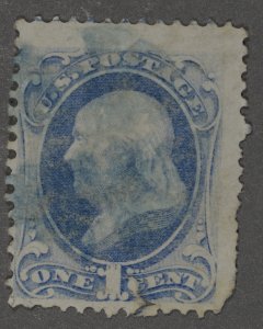 United States #156 Used Good Blue Cancel Pale Ultra Guideline Top Perfs?
