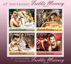 GUINEA BISSAU - 2011 - Freddie Mercury - Perf 4v Sheet - Mint Never Hinged