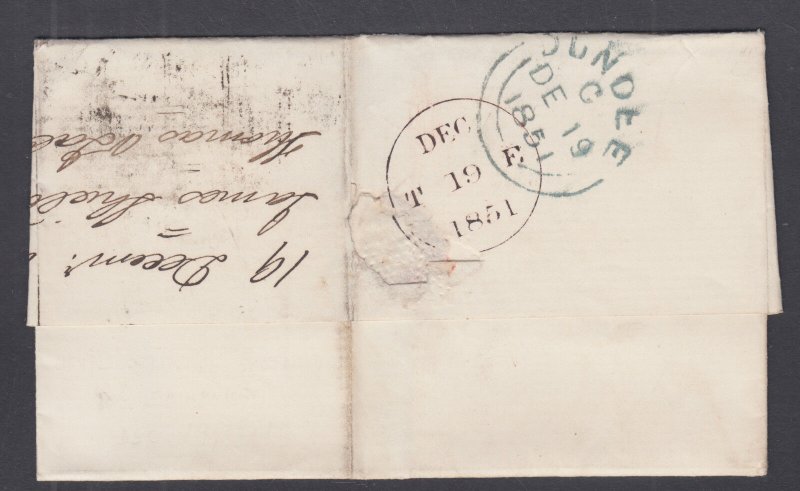 Great Britain Sc 3 on 1850 SFL, DUNDEE to EDINBURGH, 114 in black grid cancel