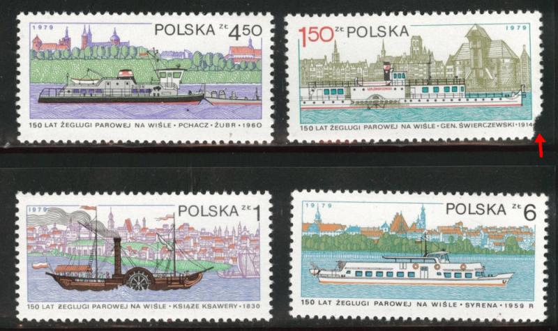 Poland Scott 2341-2344 MNH** 1979 steamer set one Faulty