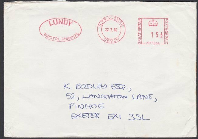 GB LUNDY 1982 cover  - Puffin stamps .......................................F879