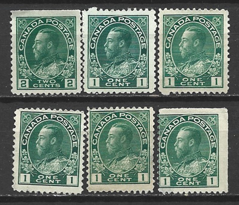 COLLECTION LOT 7434 CANADA #104 * 5 + #106 UNG 1911+ CLEARANCE