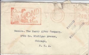 1940, Penang, Straits Settlement to Chicago, IL, Censored, See Remark (C3458)