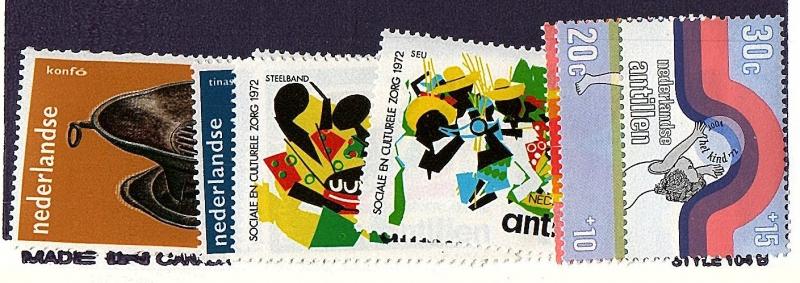NETHERLANDS ANT 1971-2Scott B109-12B116-21 Cpt mnh sets scv $5.50 Less 50%=$2.75