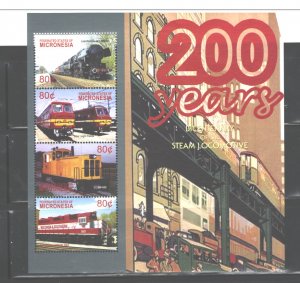 MICRONESIA 2004  TRAINS MS.#594  MNH