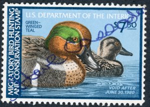 #RW46 – 1979 $7.50 Green-Winged Teal. Used.