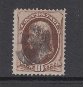 US Sc 150 used 1870 10c dark brown Jefferson F-VF