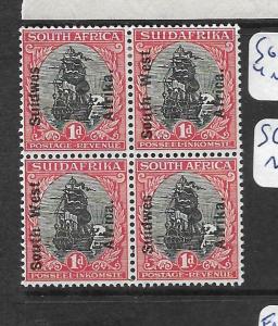 SOUTH WEST AFRICA (P1701B) 1D BOAT ON SA SG 46 BL OF 4  MNH