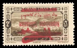 Lebanon #C25var (YT 31a) Cat€80, 1928 2p dark brown, overprint inverted, li...