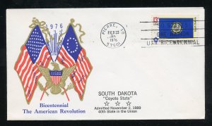 US 1672 American Bicentennial -  South Dakota UA Al Tag Boerger cachet FDC 