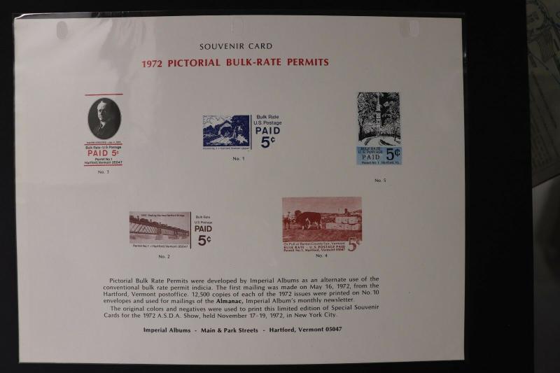 Pictorial Bulk Rate Permit Local Post 1972 VT US reprint Souvenir page card