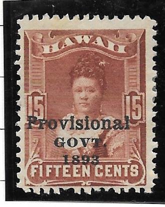 HAWAII Scott #70 Mint 15c O/P in Black 2018 CV $27.50