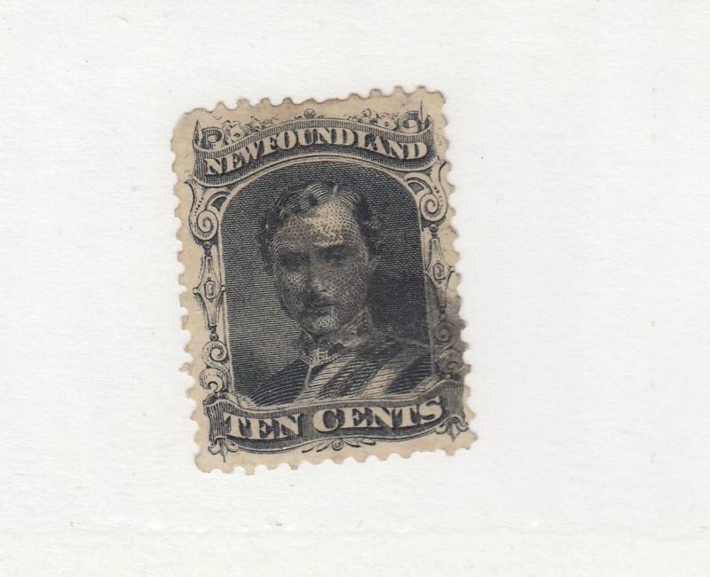 NEWFOUNDLAND # 27a THIN WHITE PAPER CAT VALUE $75