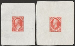 UNITED STATES 1873 Dept of Interior set LARGE DIE PROOFS on India paper. Rare.