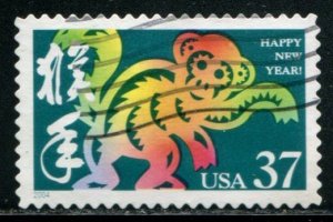 3832 US 37c Year of the Monkey SA, used