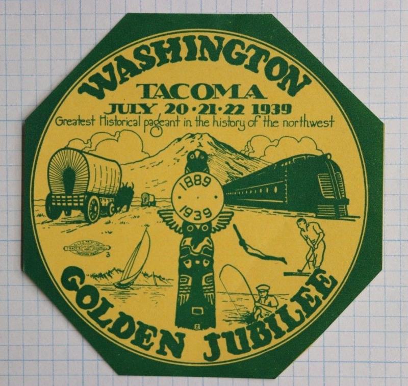 Washington Tacoma 1939 Jubilee History Pageant Poster ad Trade Union Label