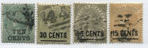 Ceylon QV 1885 various overprinted with new values used