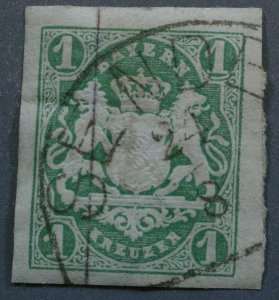 Bavaria #15 VF Used Dated Place Cancel Jumbo Margins