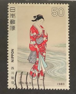 Japan 1980 Scott 1389 used - 50y,   Philatelic Week, Painting by S. Nishikawa