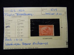 US Cat # 549 Pilgrim Tercentenary Graded