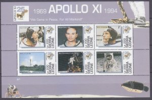 1994 Sierra Leone 2164-2169KL 25 years of Apollo 11 moon landing 6,50 €