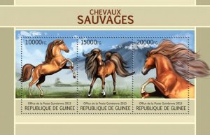 Guinea 2013 MNH - WILD HORSES. Y&T Code: 6733-6735. Michel Code: 9737-9739