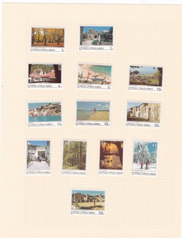 cyprus mounted mint and used stamps on album page ref 13232