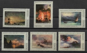 1974 Russia Sc4178-83 complete Seascape set of 6 by Aivazovski MNH