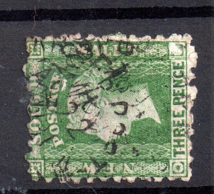 New South Wales 1891 3d green Perf 10 Sideways Watermark WS16665