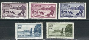 St Pierre & Miq. 5 Different MNH VF 1938 SCV $6.55*