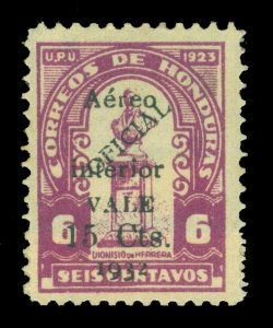 HONDURAS 1932 AIRMAIL Aereo Interior Surch. 15c/6c purple Sc# C74var mint MH 