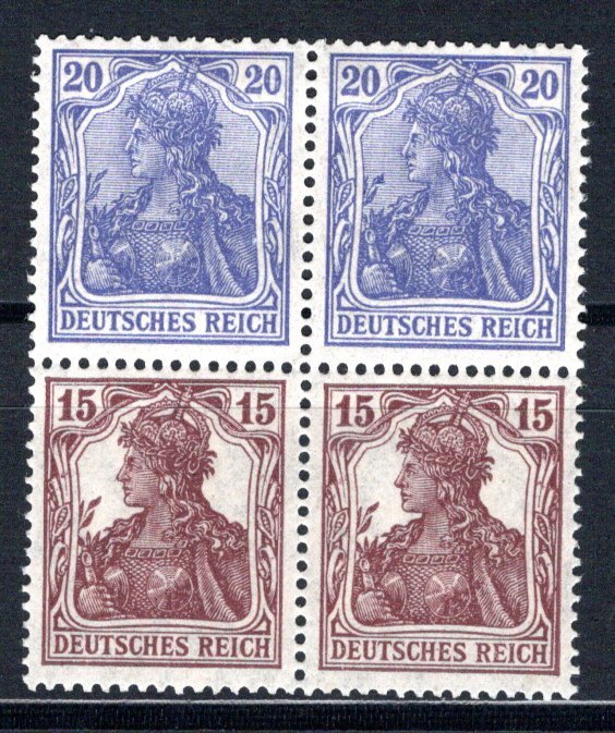 Germany Scott # 84 (2), 99 (2), mint hr, se-tenant, 2x Mi # S10