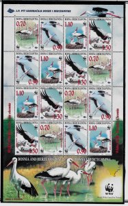 BOSNIA (MUSLIM ADM) SC 303 NH MINISHEET of 1998  - WWF - BIRDS - WHITE STORK