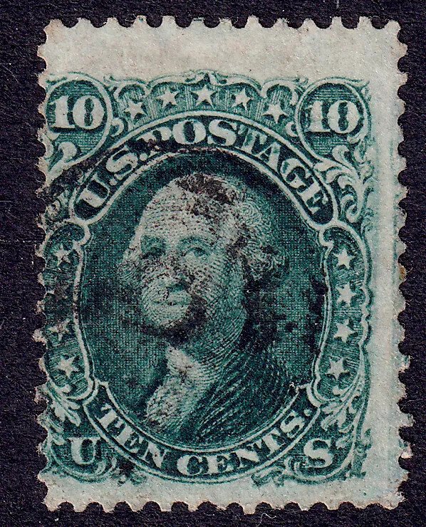 US Scott 68, 1861 Washington, 10c green, FINE USED