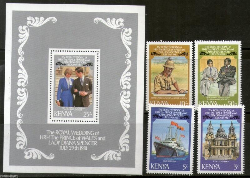 Kenya 1981 Princess Diana & Charles Royal Wedding 4v+M/s Sc 194-98 MNH # 13397