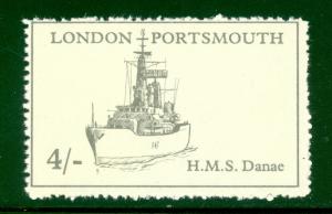 GREAT BRITAIN 1971 STRIKE POST LABELS LONDON to PORTSMOUTH 4s HMS DANAE MNH