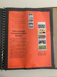 USPS Souvenir Page Scott 2705-2709, 1992 wild animals stamps