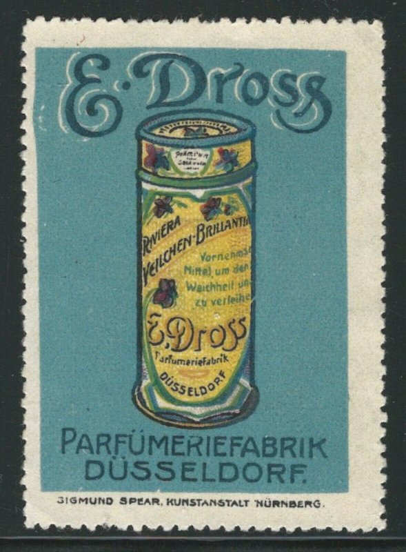 Riviera Perfume, E. Dross, Dusseldorf, Germany, Early Poster Stamp