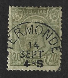 BELGIUM Scott #56 Used 20c King Leopold I stamp 2022 CV $1.65