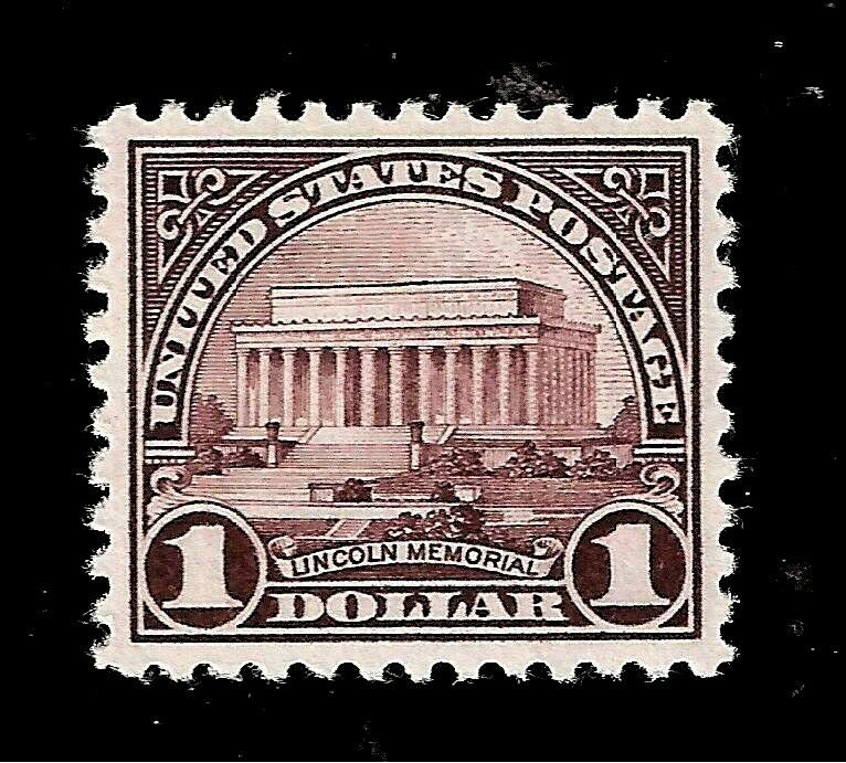 US  1923  Sc# 571  $1.00 Lincoln Memorial VF Mint VLHR  -  Centered - GEM