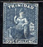 Trinidad #17  F/VF, Used, 1sh Slate Blue, White Paper,  CV $425.00  ...  6510011