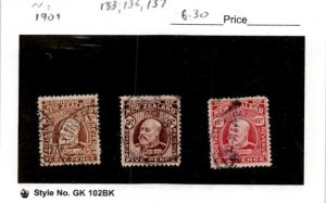 New Zealand, Postage Stamp, #133, 136-137 Used, 1909 King Edward (AG)