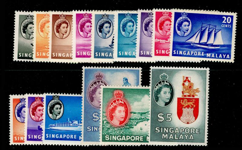 SINGAPORE SG38-52, COMPLETE SET, LH MINT. Cat £130. 