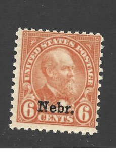 United States Scott 675 6-cent Nebr Overprint MNH