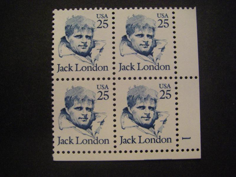 Scott 2182, 25c Jack London, PB4 #1 LR, MNH Beauty, Great Americans