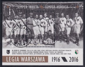 Poland 2016 Sc 4221 Centenary Legia Warszawa Soccer Team Stamp SS CTO NH