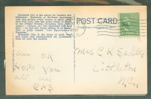 US 848 1942 1c Washington (prexy) vertical coil paid the 1c domestic post card rate on this card sent from Elizabeth City to Lit