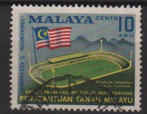 Malaya 1958 - Scott 87 used - Merdeka Stadium & Flag